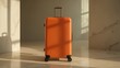 © Dima - Matte orange travel suitcase in glowing airport light
