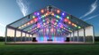 © wiltu - Stunning transparent tent illuminated with vibrant party lights for unforgettable outdoor events