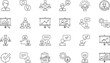 © Farzana - Vector art of set of business and management icons in line style contains icons such as avatar, profile, user, customer, service, online meeting, presentation, chart, graph, business report