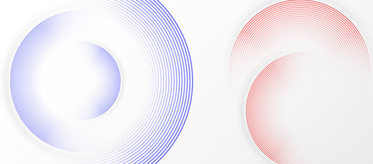 Wall Mural - minimal circular wave background with red and blue concentric lines