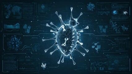 Wall Mural - virus visualization with digital interface