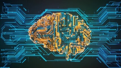Wall Mural - circuit board brain graphic