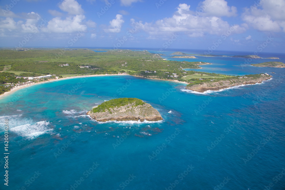 View of Exchange Bay and Smith Island, Antigua, Leeward Islands, West Indies, Caribbean