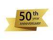 © GraphicStore - Golden ribbon anniversary emblem. 50 years birthday celebration design for party and invitation card. Vector illustration.