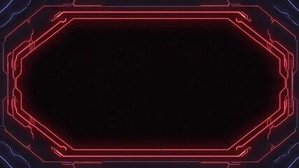 Wall Mural - futuristic digital frame with glowing red lines