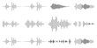 © VectorGrid - Sound wave set, Black sound waves and audio frequencies, Sound wave, audio wave icons, Set of radio wave icons, Sound wave icon thin line outline set
