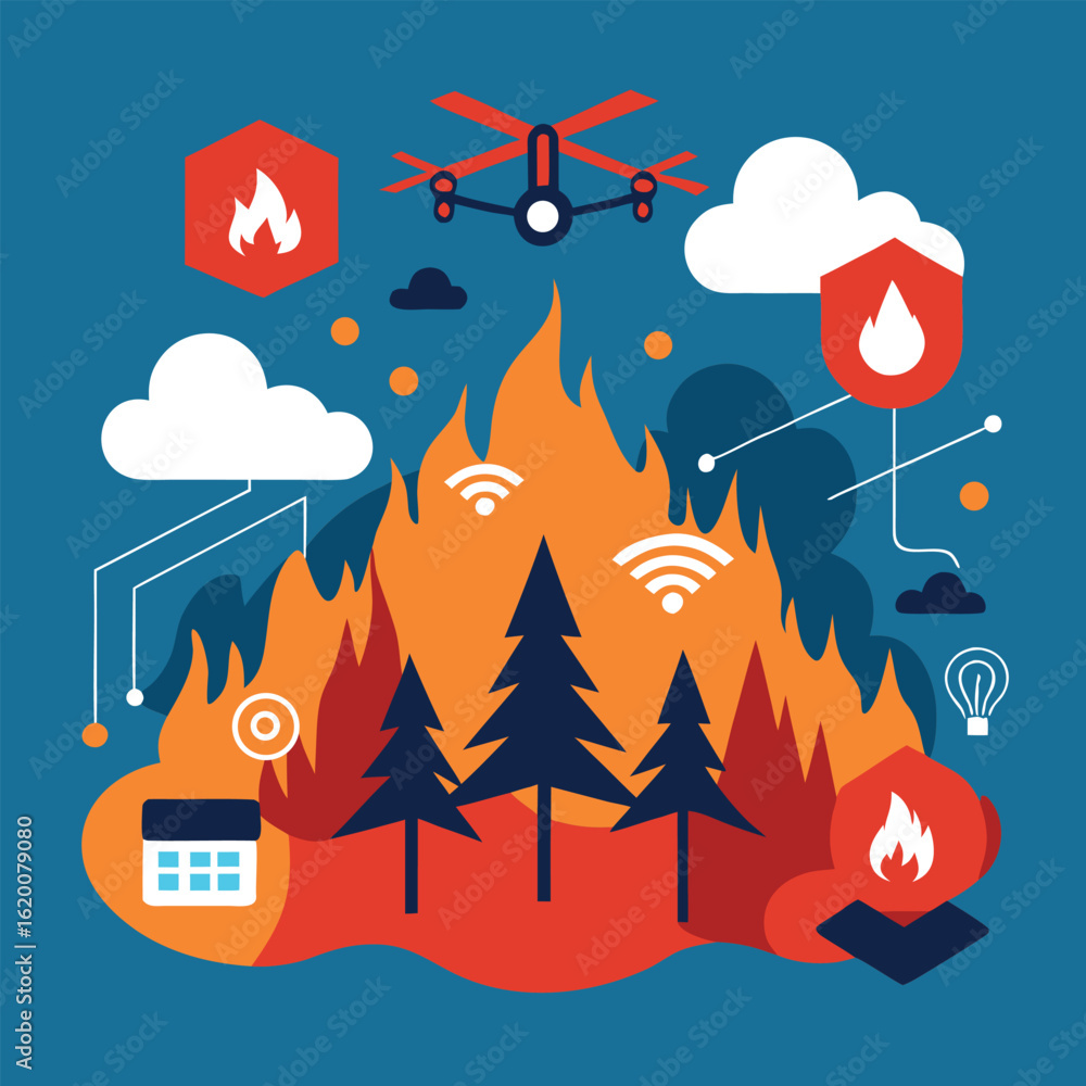 Wildfire Prevention Control Center With Drones Heat Sensors And ...
