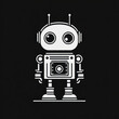 © Dilbar - White robot against black background.