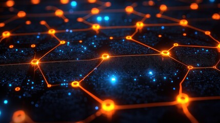 Abstract network connection, glowing nodes, digital background, data visualization, tech concept