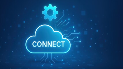 A cloud symbol with connect and tech patterns showcases api programming and application programming interface, representing digital connectivity in a high tech space