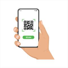 Qr code scan to smartphone for mobile payments and access