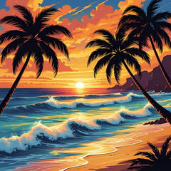 sunset on the beach