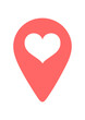 © VectorVille - Heart-shaped location pin icon in coral color for mapping