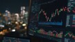 © Chatchanan - Market analysis insights financial district data visualization urban nightscape close-up view investment trends and patterns