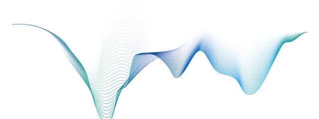 Wall Mural - abstract colorful blue sound, voice, music curved and wave lines background. abstract volume voice t