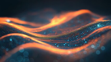 Wall Mural - abstract orange and blue particles flowing and glowing