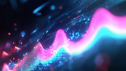 Canvas Print - abstract futuristic big data flowing lines and particles background