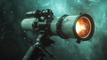 Wall Mural - telescope observing nebula in deep space galaxy exploration