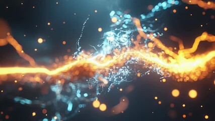 Canvas Print - orange and blue particles flowing and creating energy in dark background