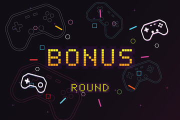 Wall Mural - bonus text effects. pixel art .8 bit game. retro game. for game assets .retro futurism sci-fi backgr