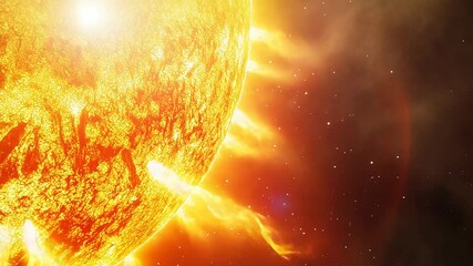 Wall Mural - sun erupting solar flares into outer space