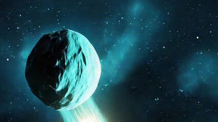 Wall Mural - Bright comet traveling through deep space with nebulae