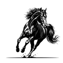 Naklejka na meble Powerful black horse running with elegance isolated on white background