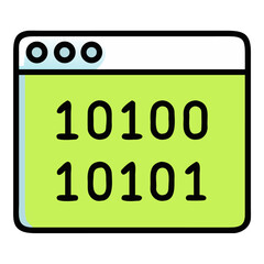 computer screen displaying binary code numbers in green color isolated on white background