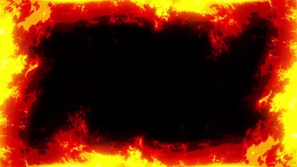 Canvas Print - burning flames posterized fx background/ animation of a solar ground with posterized burning flames 