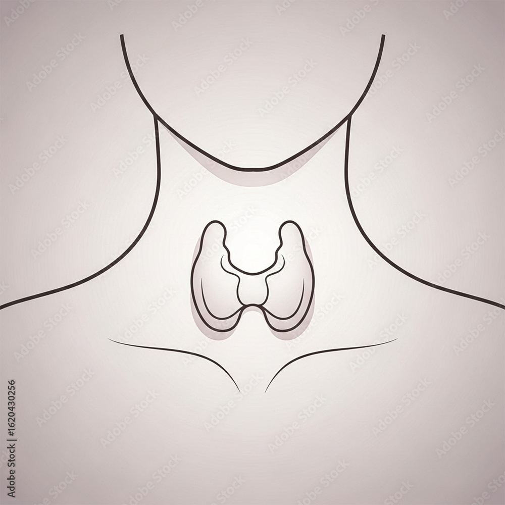 Tiroidet Stock-Illustration „The image is a simple line drawing of a human neck ...