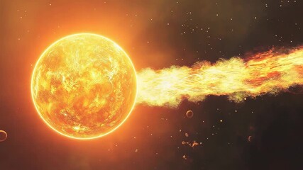 Wall Mural - solar flare erupting from sun surface with prominences in outer space