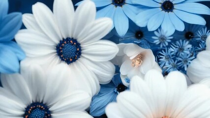 Wall Mural - white and blue flowers creating stunning floral background