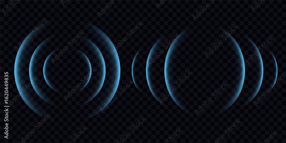 Round light effect. Wifi range. Sound wave. Signal concentric circle ...