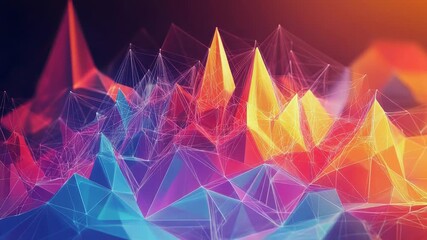 Canvas Print - colorful low poly geometric background connecting lines and nodes