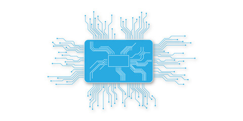 Wall Mural - abstract white blue digital technology futuristic circuit board background design. technology dots l