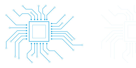 Wall Mural - abstract white blue digital technology futuristic circuit board background design. technology dots l
