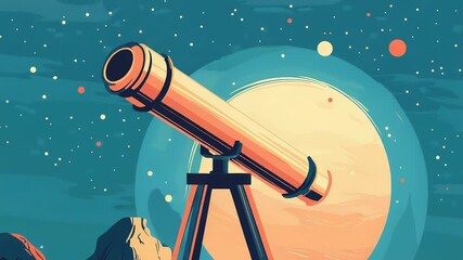 Canvas Print - telescope exploring planets and stars in the night sky