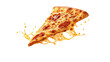 © NikProArt - Delicious Pizza Slice With Melted Cheese and Toppings Isolated on a White Background for Culinary Illustration or Food Advertising