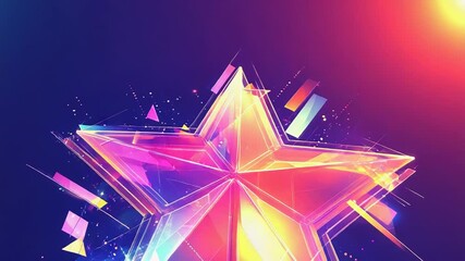Wall Mural - bright colorful glowing star shining on dark background
