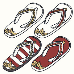 vector set of traditional tapanese z ri flip flop