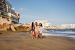 © Sabrina - Young multiracial girls with different body walking on the beach during summer vacation - Female friendship, diversity and holiday concept