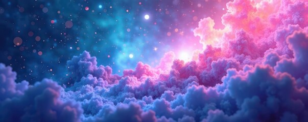 Wall Mural - Dreamy pastel blue and pink nebula swirls, cosmic dust , pink, color