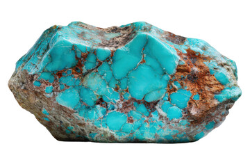 Turquoise mineral discovery natural setting gemstone photography. Isolated on transparent background, png.