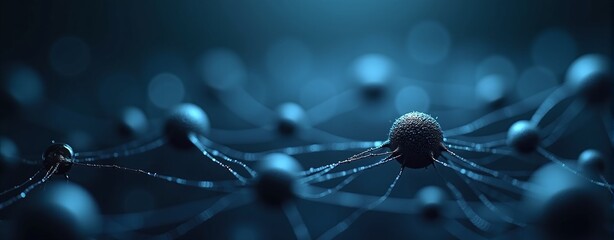 Closeup on molecular network, connective shapes