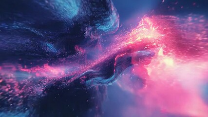 Wall Mural - abstract wavy surface generating glowing particles in digital space