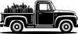 © arshed - black silhouette vector of a vintage pickup truck loaded with pumpkins in the truck bed
