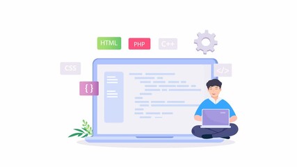 Web development modern flat design concept. video animation 4k clip		