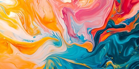 Wall Mural - swirling dynamic lines, vivid colors blending together in a fast-paced abstract composition, full of