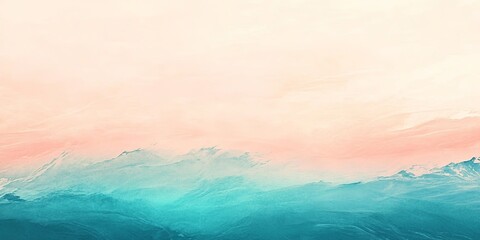 Wall Mural - a detailed view of a pastel gradient transitioning from light peach to soft teal, the gentle colors 
