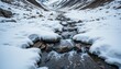 © Sajeduil - Close up Patches Forming Ice Stepping Stones Across A Mountain Stream